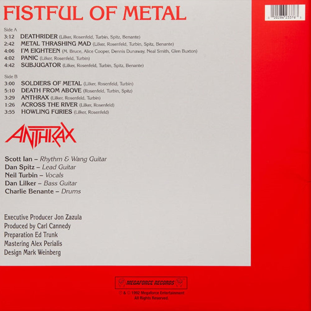Anthrax - Fistful of Metal Exclusive Limited Edition Black/Red Triple Button Color Vinyl LP